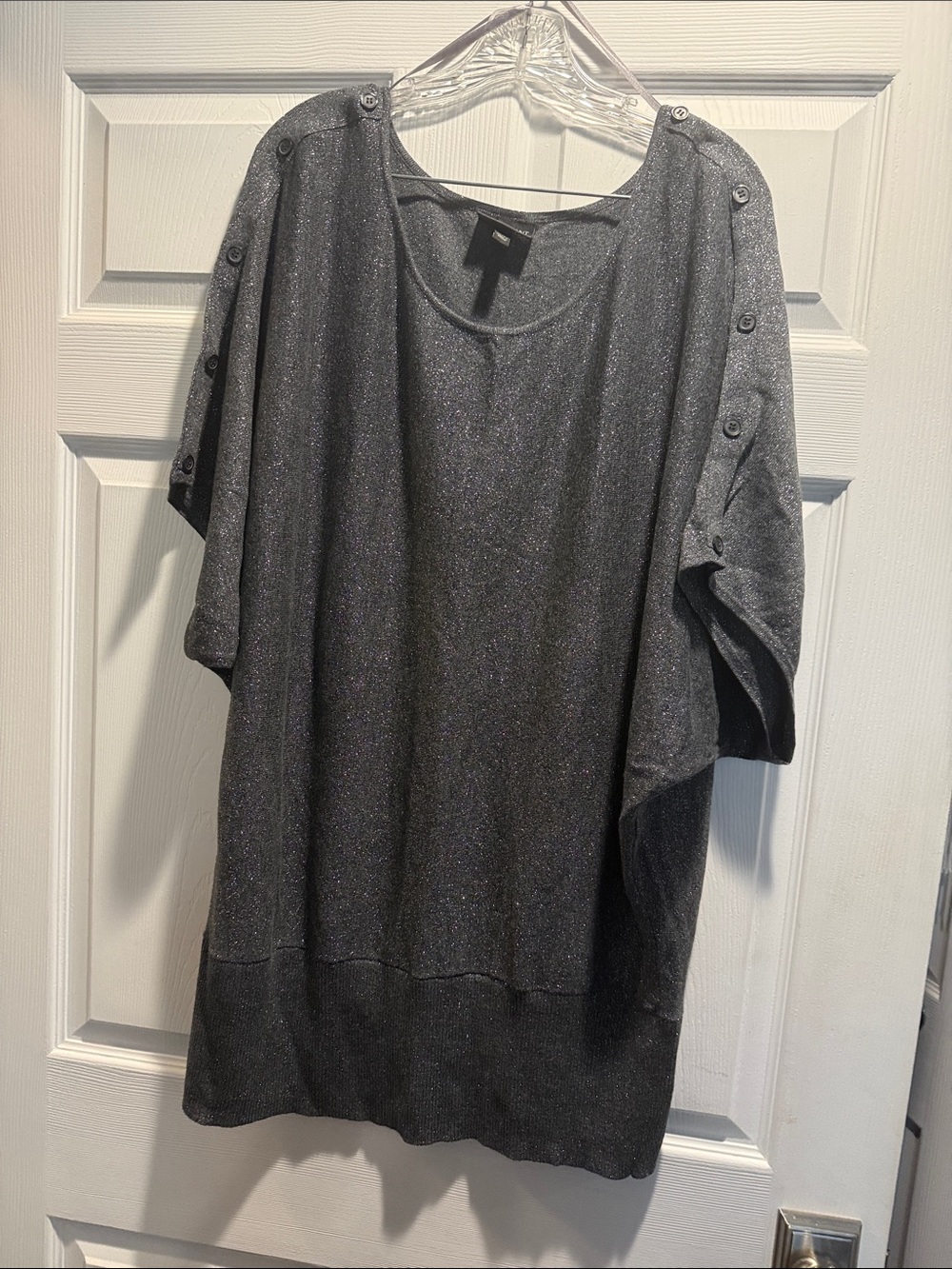 Lane Bryant Shimmery Black Button-Shoulder Tunic